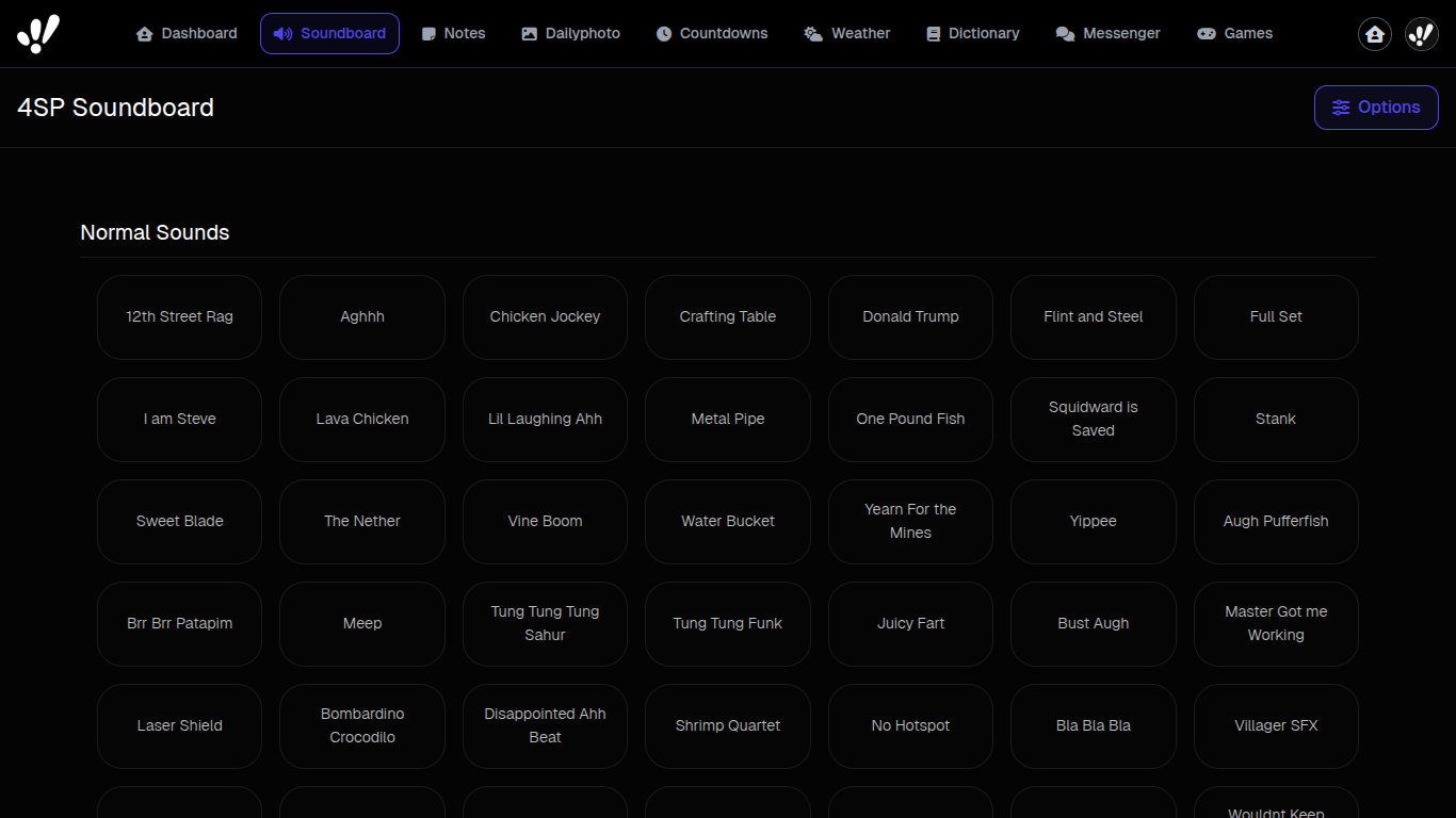Screenshot of logged-in/soundboard.html